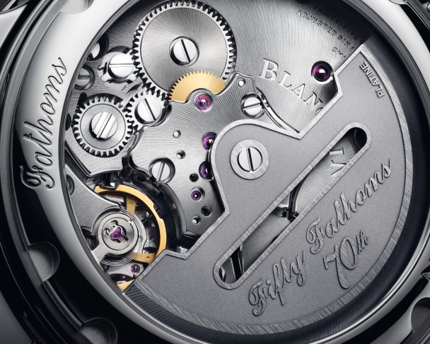 Act 1’s movement, the 1315 caliber, with three mainspring barrels and a platinum winding rotor.