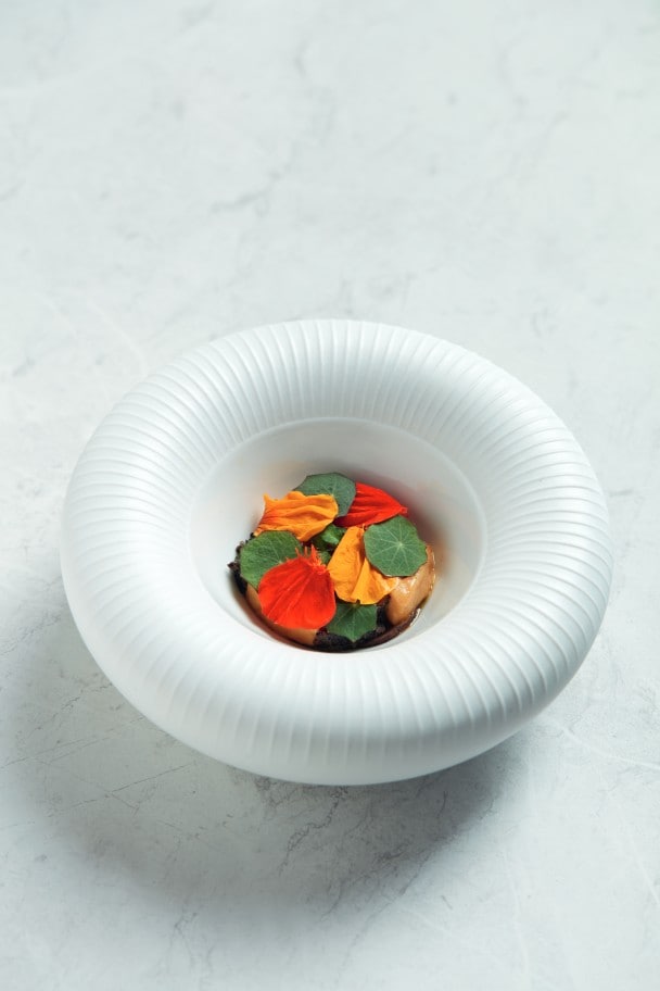 Foie gras e abalone.