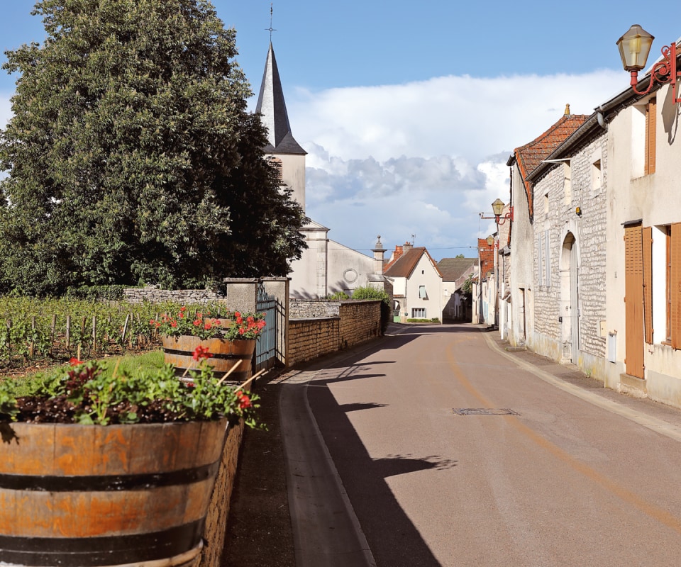 Village center of Chassagne between the church and the Mairie.
