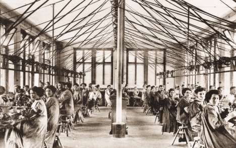 Balance-making&nbsp;workshop in La Sagne circa&nbsp;1910, which became part of FBR&nbsp;in 1932.
