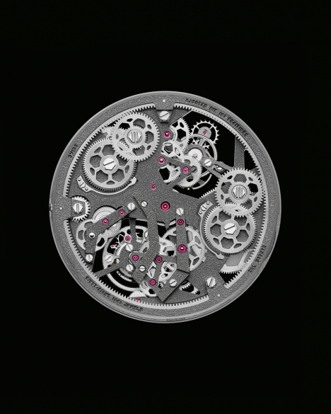 Les roues à jante emblématiques de Blancpain dominent visuellement l’arrière du mouvement.
