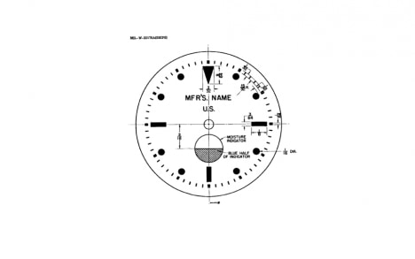 The US Navy dial specification including the mandatory moisture indicator.
