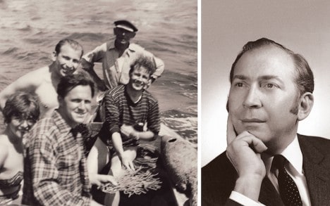 En haut à droite : Jean-Jacques Fiechter, directeur de Blancpain de 1950 à 1980.
En haut à gauche : Jean-Jacques Fiechter lors d’un voyage de plongée dans le sud de la France.
